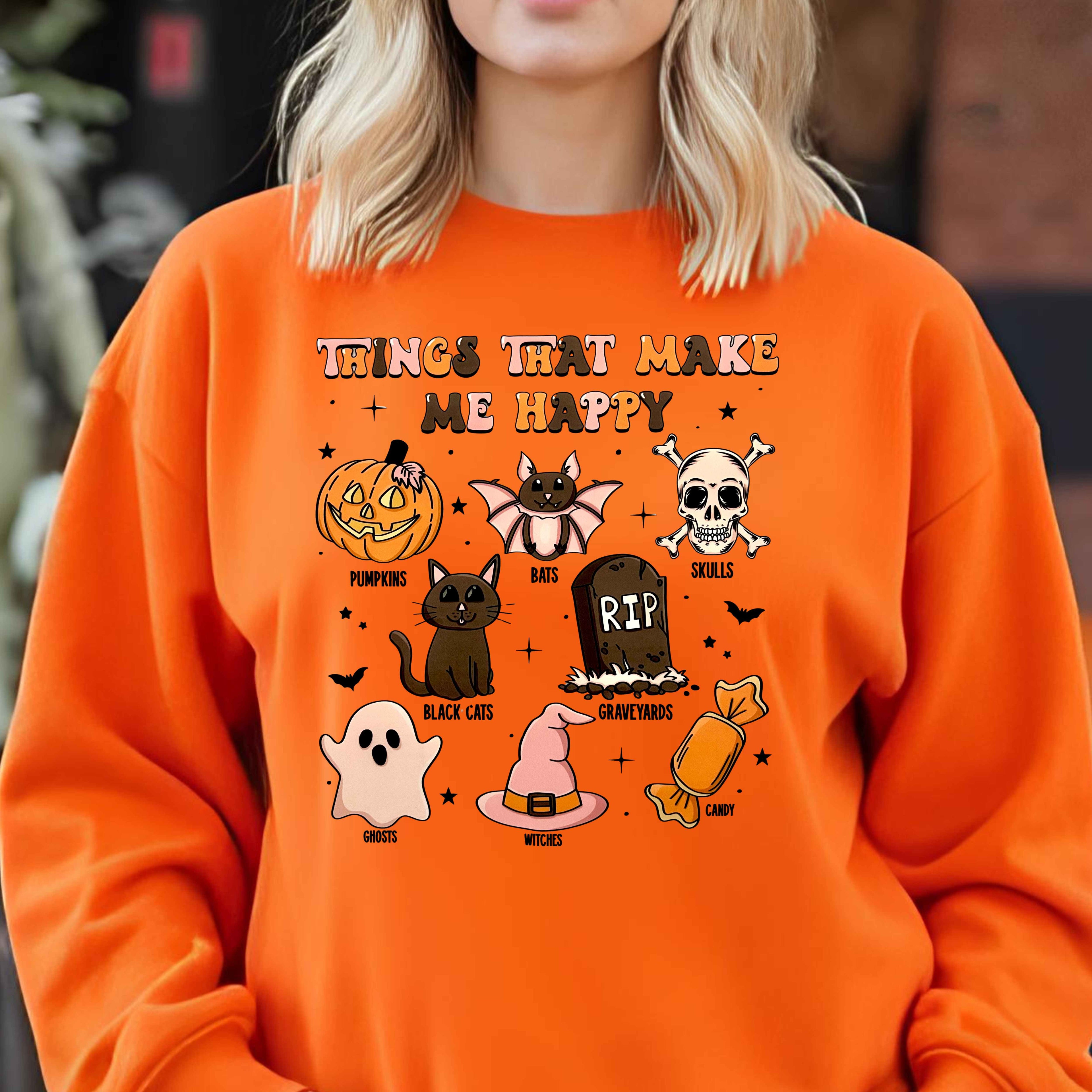 Things That Make Me Happy Halloween Sweatshirt – Fun Spooky Graphic Design