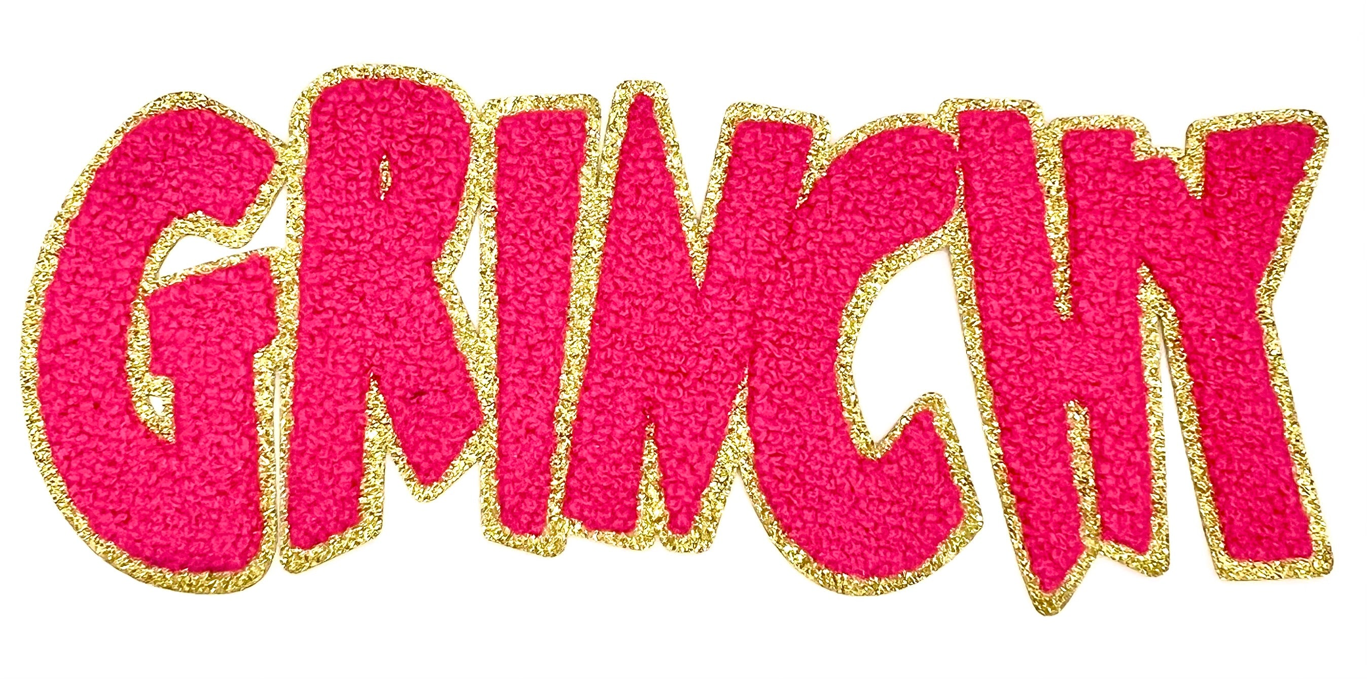 Grinchy Pink Chenille Shimmer Embroidered Iron-On Patch