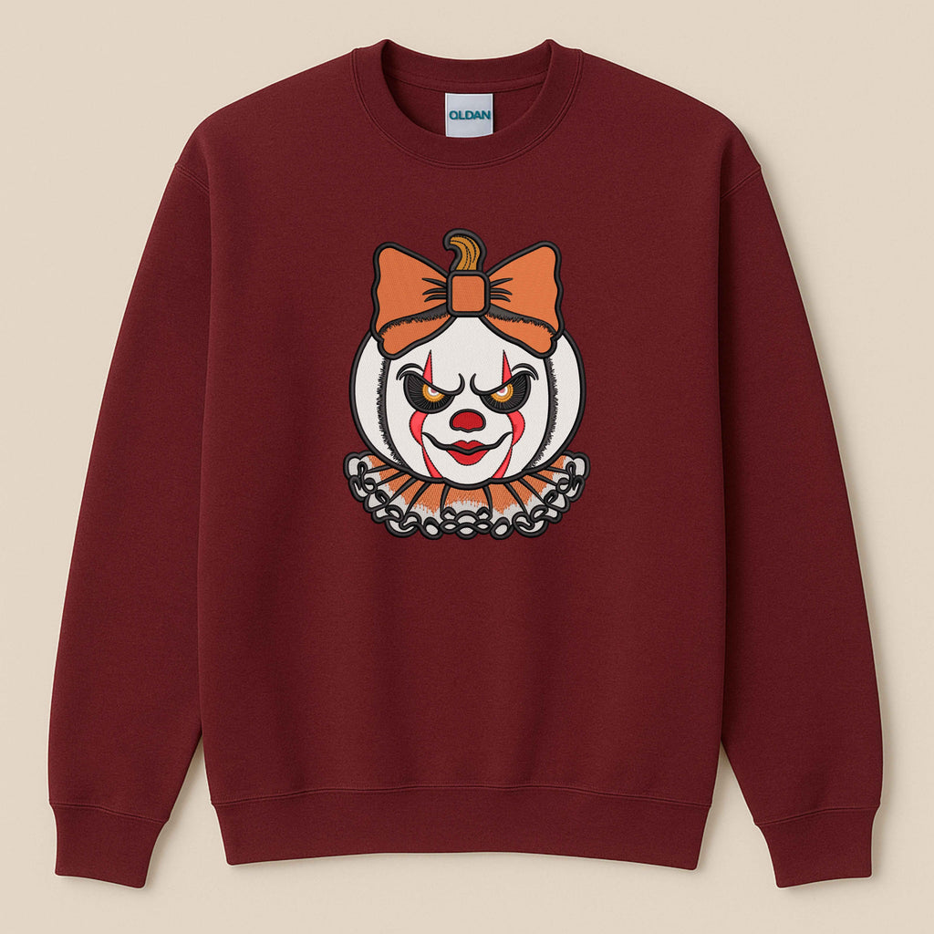 Spooky Clown Embroidered Sweatshirt | Horror Halloween Crewneck