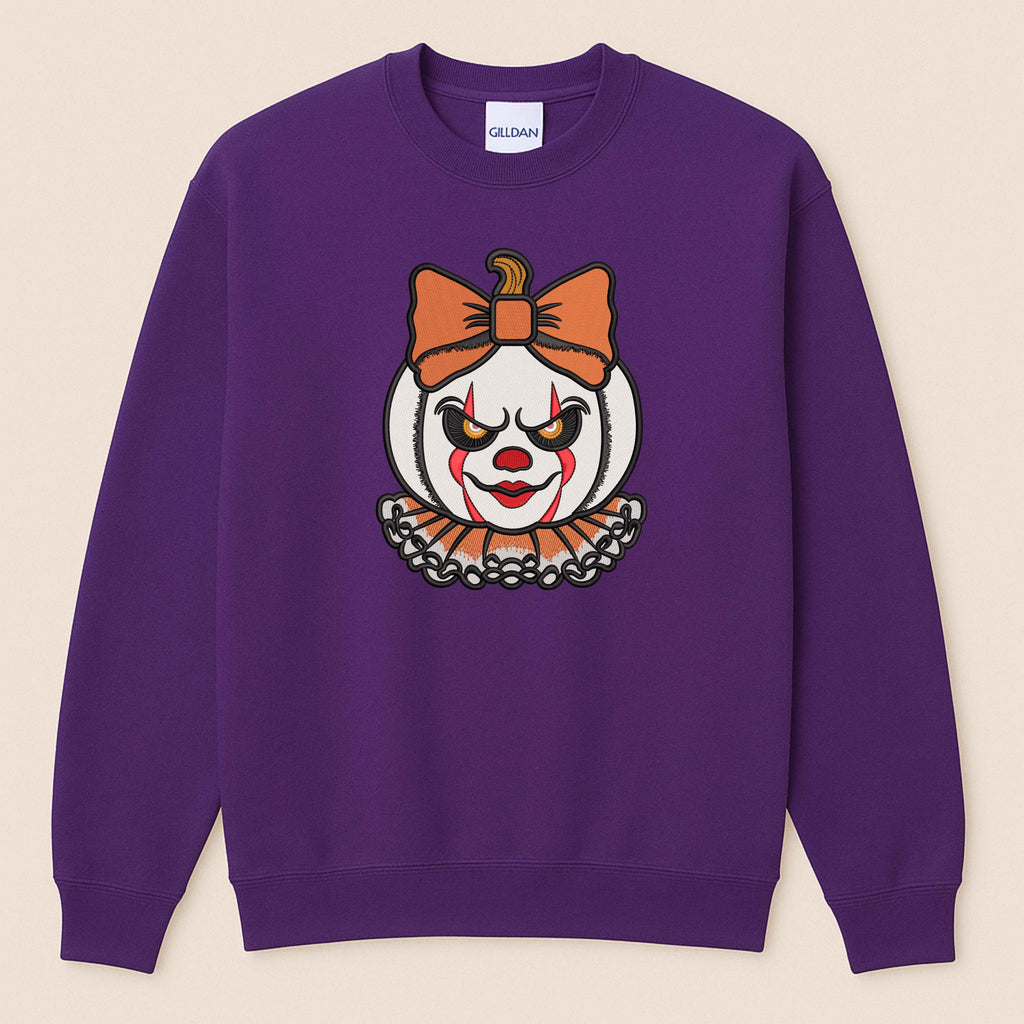 Spooky Clown Embroidered Sweatshirt | Horror Halloween Crewneck