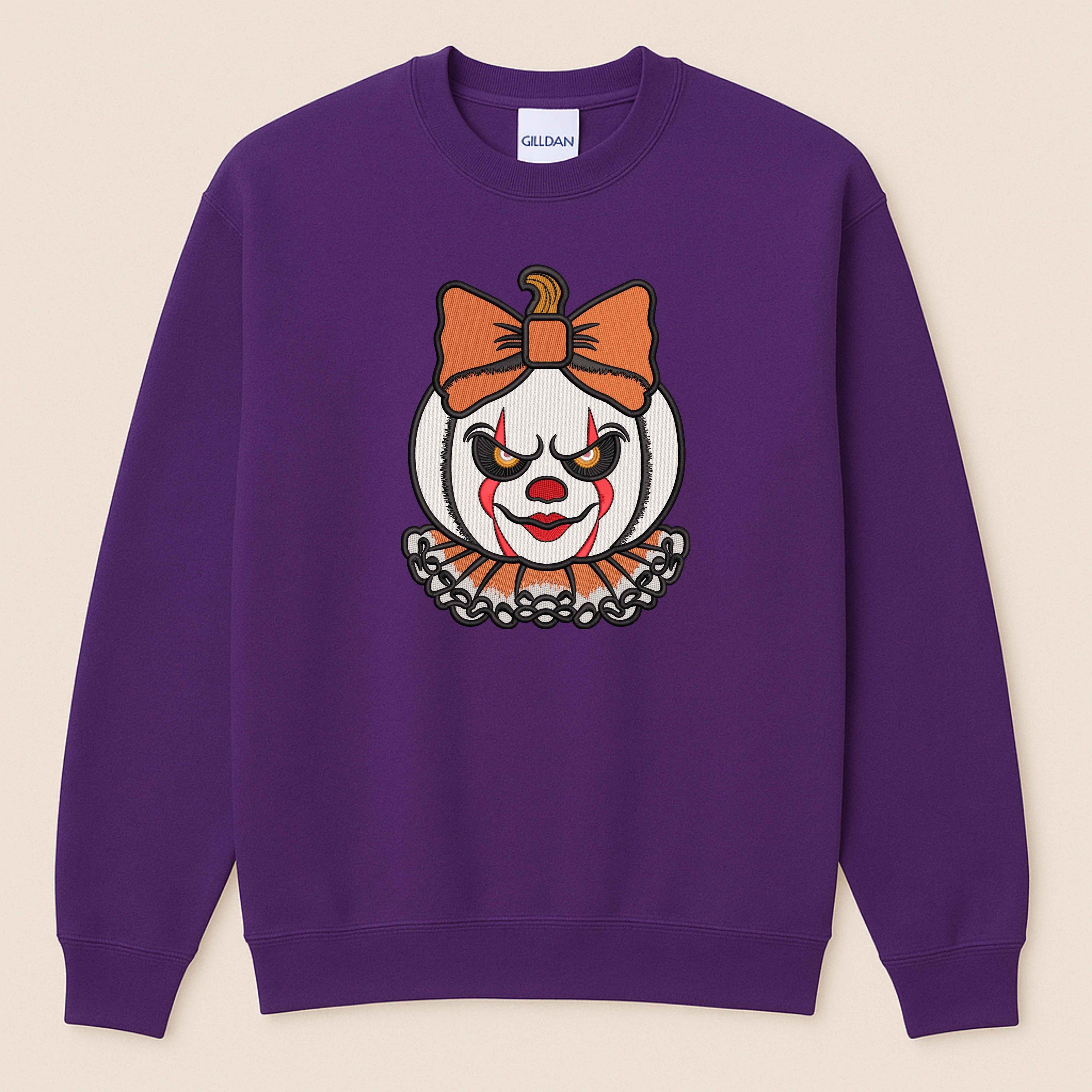 Spooky Clown Embroidered Sweatshirt | Horror Halloween Crewneck