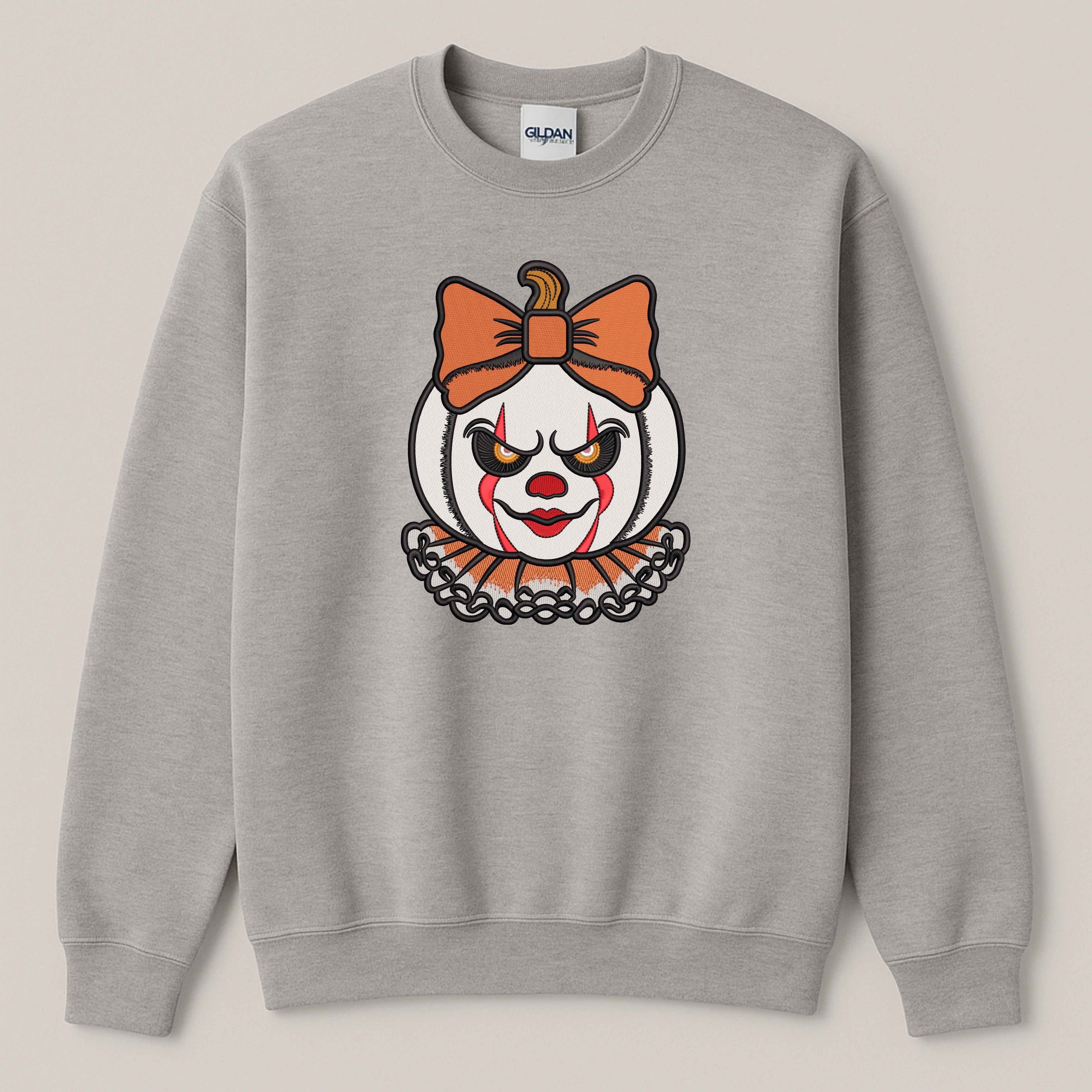 Spooky Clown Embroidered Sweatshirt | Horror Halloween Crewneck