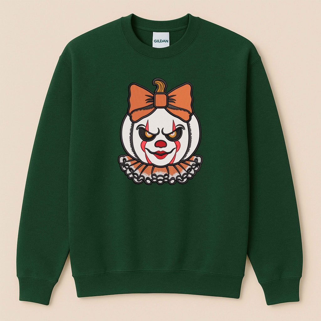 Spooky Clown Embroidered Sweatshirt | Horror Halloween Crewneck