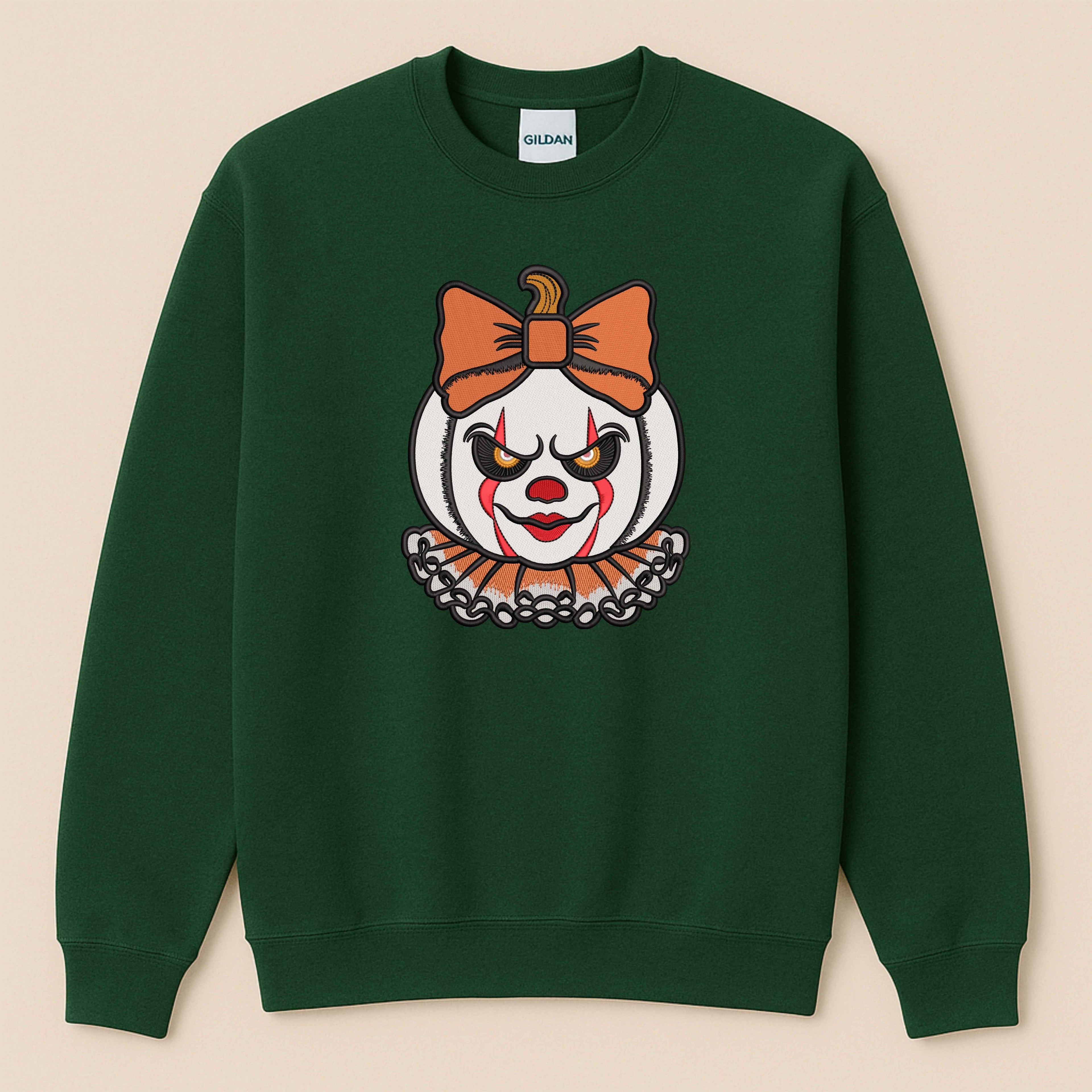 Spooky Clown Embroidered Sweatshirt | Horror Halloween Crewneck