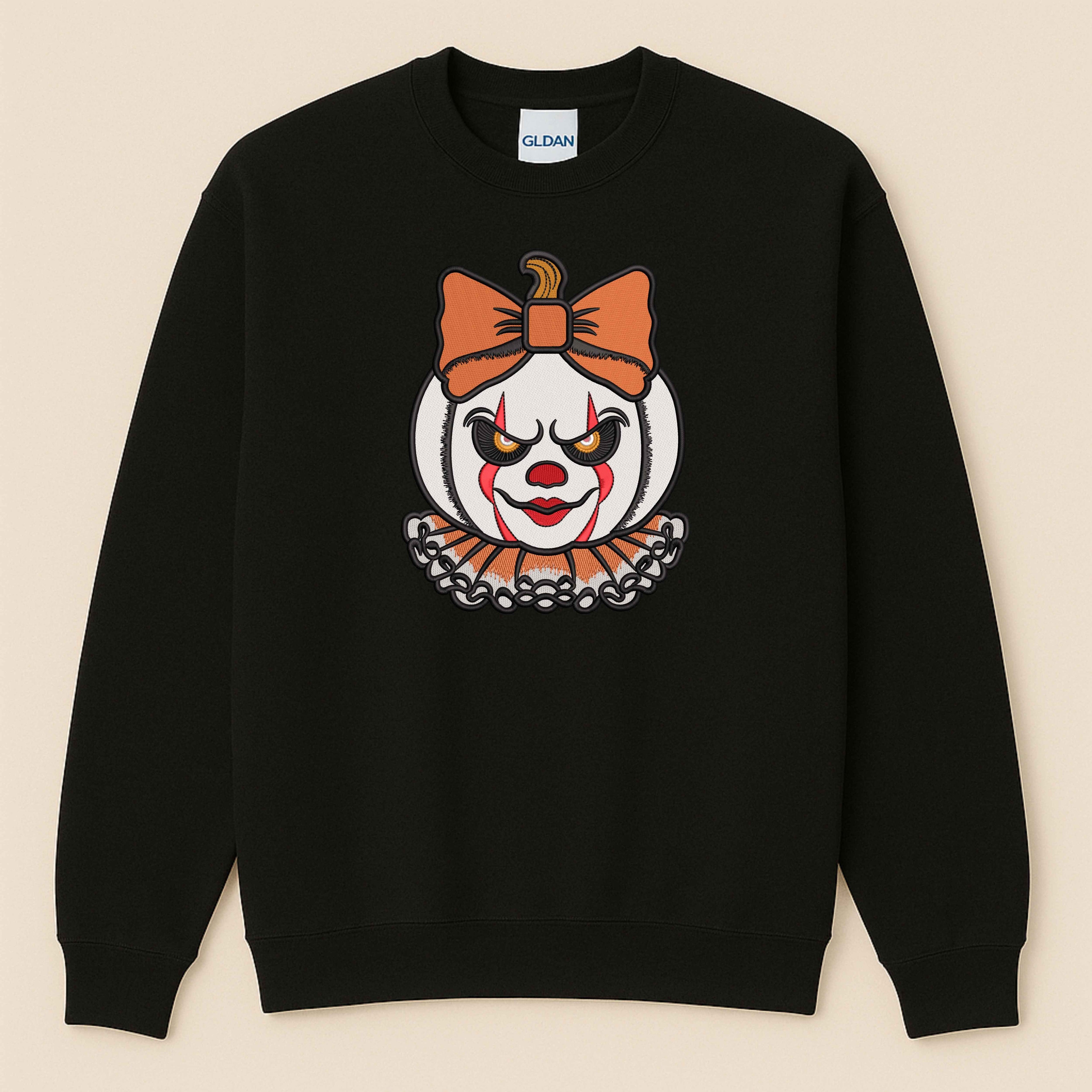 Spooky Clown Embroidered Sweatshirt | Horror Halloween Crewneck