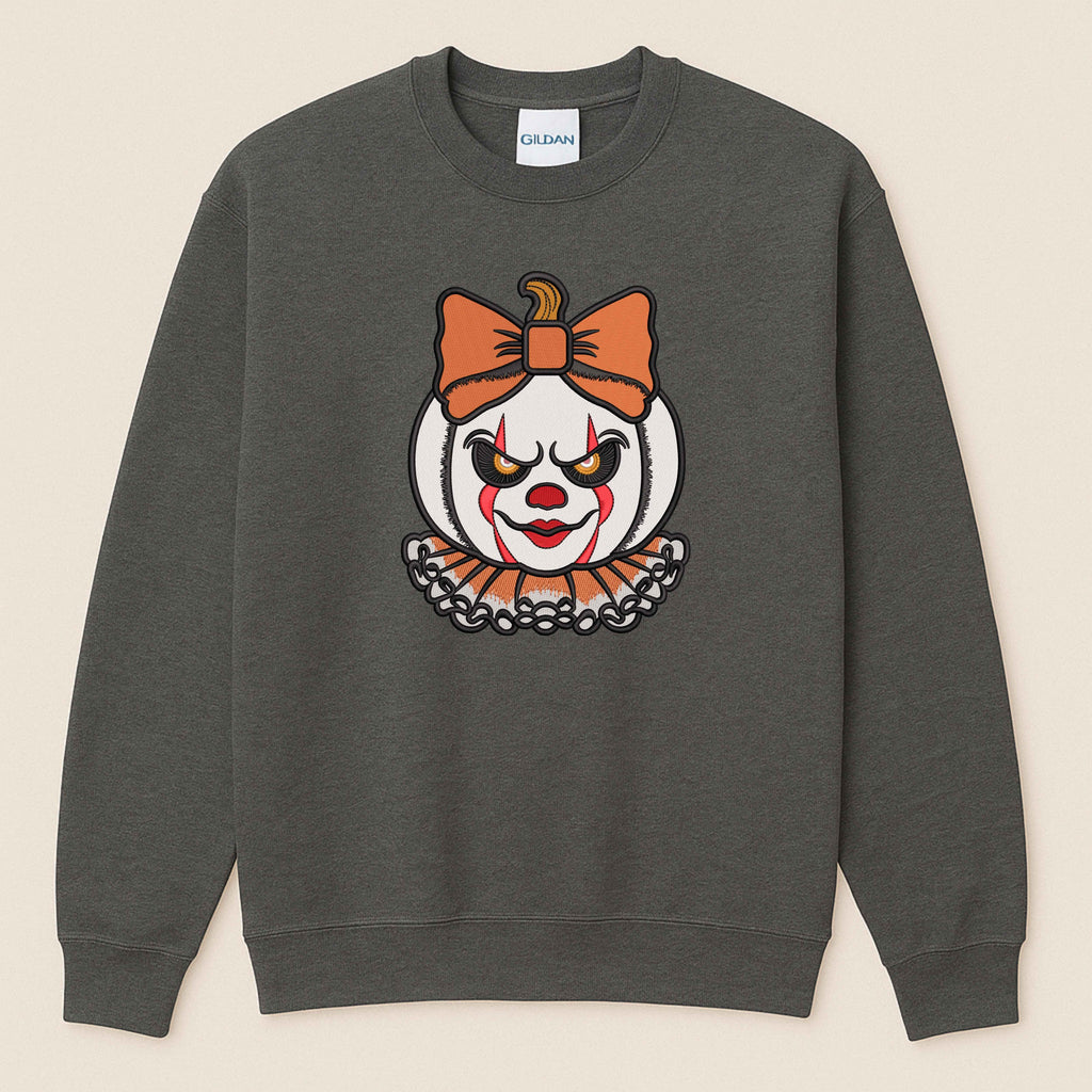 Spooky Clown Embroidered Sweatshirt | Horror Halloween Crewneck