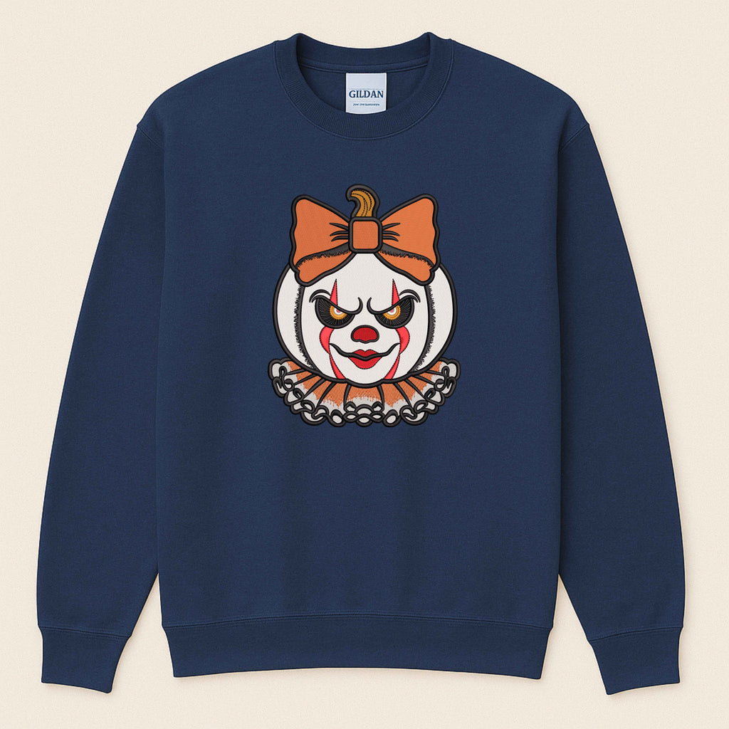Spooky Clown Embroidered Sweatshirt | Horror Halloween Crewneck