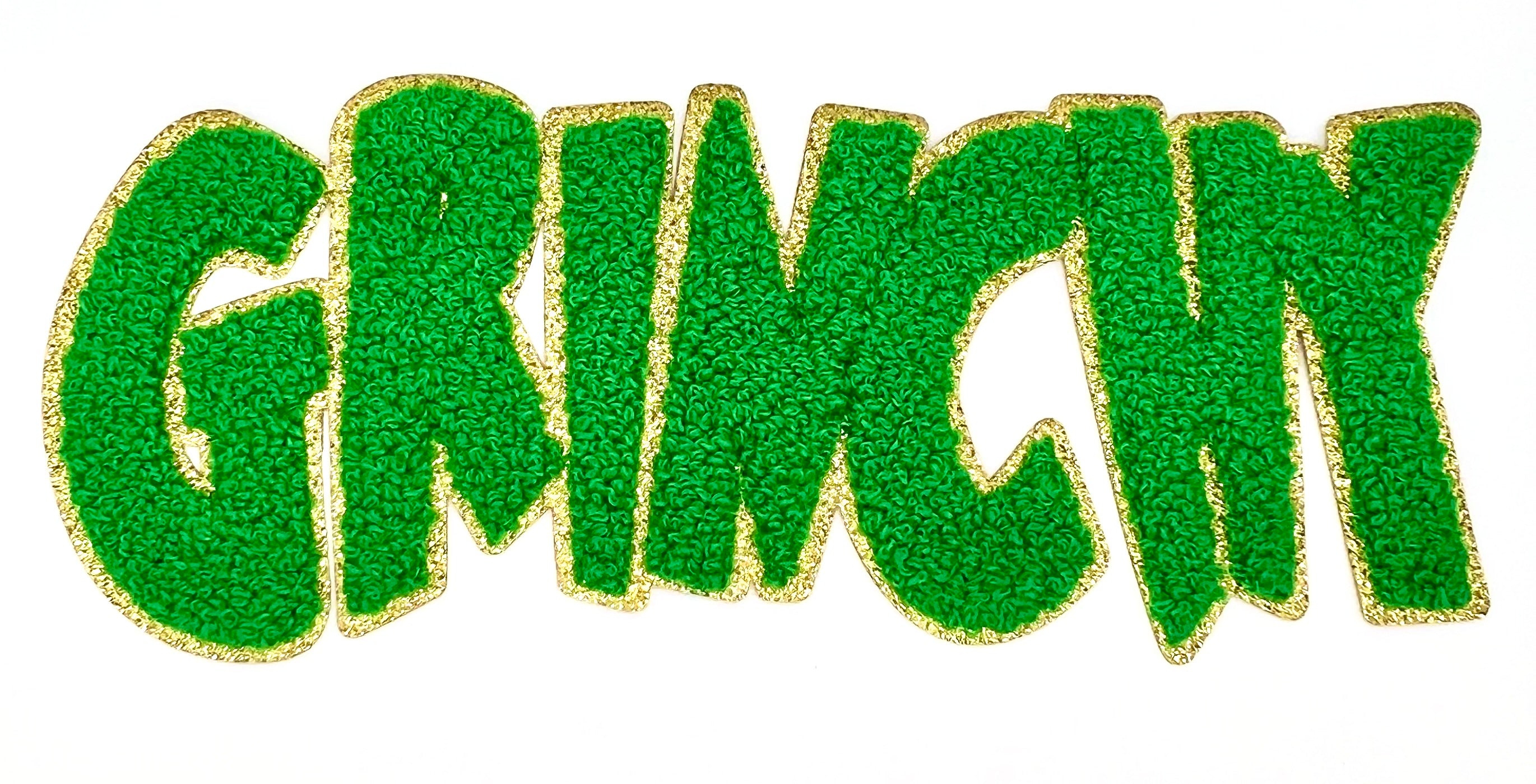 Grinchy Green Christmas Chenille Shimmer Embroidered Iron-On Patch