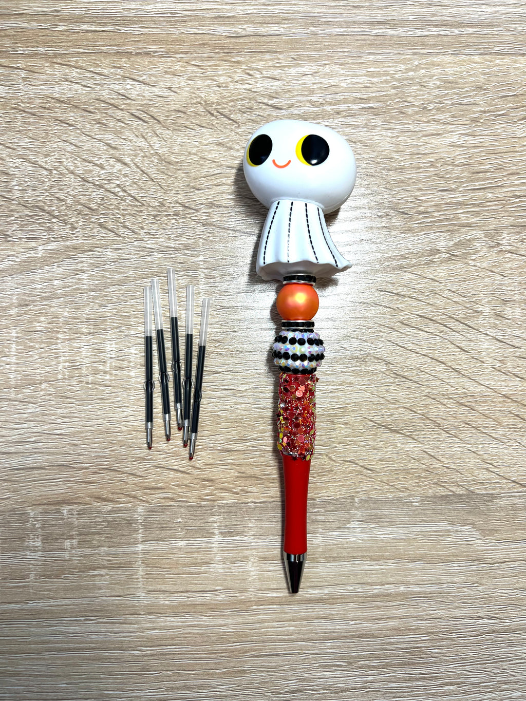 Premium Beaded Ghost Halloween Pen with 5 ink refills