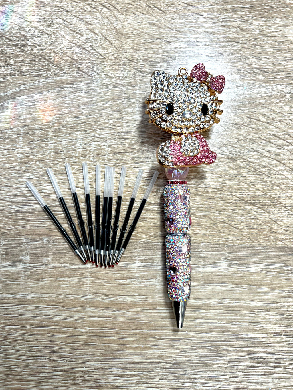 Sparkle Queen HK Pink Rhinestone Beaded Pen | Pretty & Refillable Pen with 10 Ink Refills