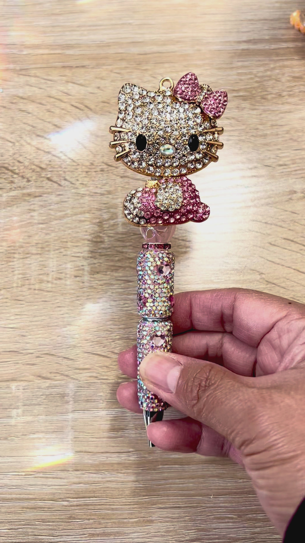 Sparkle Queen HK Pink Rhinestone Beaded Pen | Pretty & Refillable Pen with 10 Ink Refills